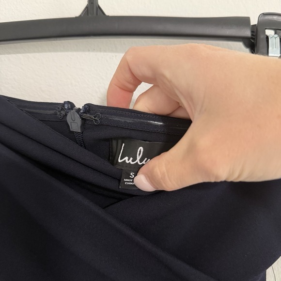 Lulus Own the Night Strapless Maxi Dress Womens Small Navy Blue Bridesmaid Slit - Picture 5 of 11